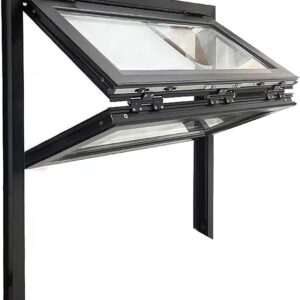 3 Sides Vertical Upward Foldable Sliding Windows Commercial Sliding Service Window Aluminum Alloy Window With Tempered Glass Lockable Design For Flower Coffee Shop30x40in/76x102cm