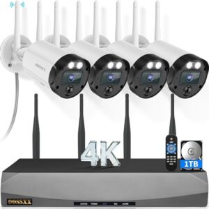 2026 New 4K Wireless Security Camera System Outdoor, Long Range +76% WiFi, Dual Antennas Cameras & 4-Antenna NVR, PIR Human Detection, 130 Wide Angle, 2-Way Audio, No Monthly Fee
