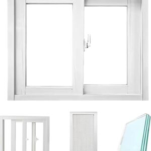 48×43 Basement Sliding Windows With Screen, Home Replacement Window, Aluminum Frame, Customizable Size/Color, Ventilation Windows For Sheds Chicken Coops, Bathroom Makeover, White