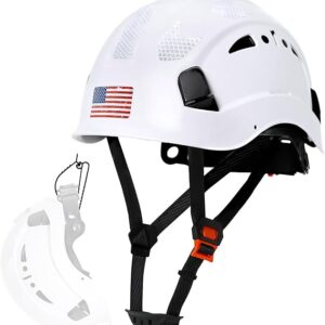 AOLAMEGS Construction Safety Hard Hat – ANSI Z89.1 Type OSHA Approved Safety Helmets With Chin Straps Lightweight Reflective Vented ABS Hard Hats For Men Women Industrial Workwear 6-point Suspension
