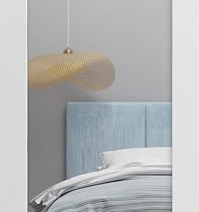 Slab Barn Door Panel | Lucia 1299 White Silk With Mirror | Sturdy Finished Doors | Pocket Closet Sliding