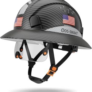 Full Brim Hard Hat With Visor, 6-Point Ratchet Suspension Safety Helmet, Superior Impact Head Protection, ANSI Z89.1 OSHA Approved Safety Helmet,Great For Men&Women