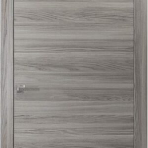 Wood Solid Door 18 X 80 Inches | Planum 0010 Ginger Ash | Frame Trims Lever Hardware | Interior Modern Flush Grey Doors