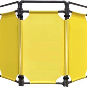 XPLKQXE 3 Panels Safety Barriers, High Visibility Caution Symbol Traffic Fence, Foldable Security Barrier Gate With PVC Frame, Construction Are-a, Traffic Control(Yellow-568.9×39.4in,6pcs)