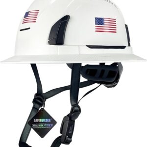 SAFEBUILDER Type II Hard Hats Full Brim ANSI And CSA Approved Vented Top And Sides-Round Impact Protection Chin Strap With Magnetic Buckle
