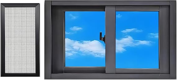 Basement Window, Basement Replacement Window, Aluminum Sliding Window With Screen And Tempered Glass, Ventilation Window For Sheds Chicken Coops 27x19in / 69x48cm, Black