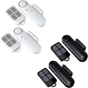 Bundle 2X Black Door Alarms And 2X White Door Alarms For Kid Safety/Home Security, 120dB Wireless Window Sensor Alert With Remote, Pool Door Alarm, Sliding Front Door For Entry