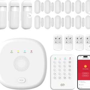 WiFi Wireless Home Security System – Smart Home & Business Alarm System, Expandable, Standalone Keypad, App Alerts, No Monthly Fee, Alexa Compatible, Door/Window Sensors & Motion Detectors & Remote