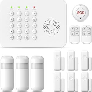 PGST Home Security Alarm System,Wireless Home Security Systems With DIY Expandable Door Sensor,Motion Detector,4G GSM/Tuya App Alerts,Compatible With Alexa For Villa,Apartment (A02F-US-D)