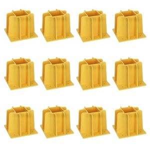 12-Pack Yellow Guardrail Base Boot With Toe Board Slot, Reusable Fall Protection Base For Scaffolding, Temporary Guardrail Systems For Residential And Commercial Construction