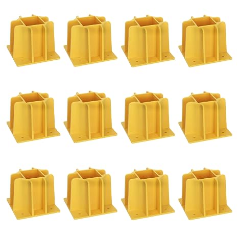 12-Pack Yellow Guardrail Base Boot With Toe Board Slot, Reusable Fall Protection Base For Scaffolding, Temporary Guardrail Systems For Residential And Commercial Construction