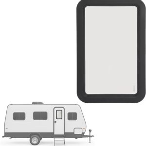 Wutist 12″ W X 21″H Entry Entrance Door Window Compatible With Most RV, Motorhome, Camper, Trailer Black Frame+Clear Window
