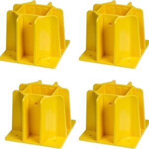 4PCS Yellow Safety Base Boot – Guardrail Base With Toeboard Slots – Reusable Fall Protection Accessories For Residential & Commercial Construction