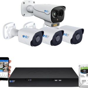 GW Security 16 Channel 8MP Security Camera System With 1 5MP Bi-Spectrum Thermal Smoking & Fire Detection Camera 3 8MP IP Bullet Wide Angle Camera, Smart AI Human & Vehicle Detection