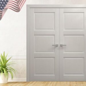 Interior Interior Solid French Double Doors 36 X 80 Inches | Ego 5010 Painted White Oak | Wood Interior Solid Panel Frame | Closet Bedroom Modern Doors