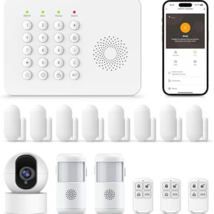 PGST Home Security System,DIY Wireless Home Alarm System For Home Security With Door Motion Sensors,Smart Keypad,Remote,No Subscription Fee 8 Contact Sensor + 2 Motion Sensor + 1 PTZ Camera
