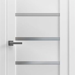 Pantry Kitchen Lite Door With Hardware | Quadro 4117 White Silk With Frosted Opaque Glass | Sample Of Color
