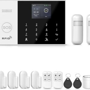 PGST Home Security System,12 Pieces Wireless Alarm System With Door Alarms,Motion Detector,Loud Siren,4G Calling/Phone App Alerts,Compatible With Alexa&Google For Home,Villa,Apartment,No Monthly Fee