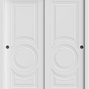 Sliding Closet Bypass Doors 72 X 96 Inches | Base 7801 White | Rails Hardware Set | Wood Solid Bedroom Wardrobe Doors