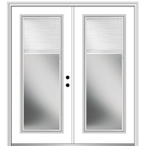 National Door Company ZZ04414L Steel, Brilliant White, Left Hand In-swing, Prehung Door, Full Lite, Clear Glass With RLB, 72″ X 80″