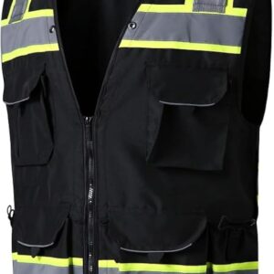 SKSAFETY 12 Pockets Professional Level Safety Vest, Class 2 High Visibility Vest, ANSI/ISEA