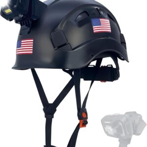 SAFEBUILDER Construction Safety Helmet With Headlight Hard Hat Headlamp Adjustable Ventilation Hardhats Work Head Protection Certified ANSI/ISEA Z89.1
