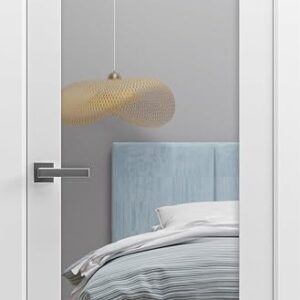SARTODOORS – Solid French Door Clear Glass 24 X 96 Inches | Lucia 2166 White Silk | Single Regular Panel Frame Trims Handle | Bathroom Bedroom Sturdy Doors