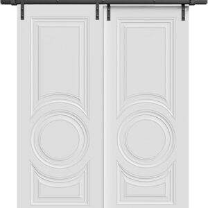SARTODOORS Sliding Closet Barn Bypass Doors 60 X 80 Inches | Base 7801 White | 6.6ft Rails Hardware Set | Wood Solid Bedroom Wardrobe Doors
