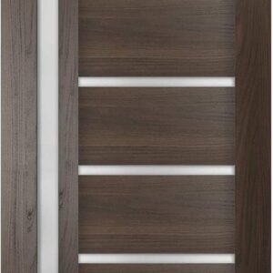 Slab Barn Door Panel Frosted Glass | Quadro 4088 Chocolate Ash | Sturdy Finished Doors | Pocket Closet Sliding-42 X 84″