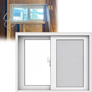 45x22in Vinyl Horizontal Sliding Window, Custom Size Storm Window, White 114x56cm With Tempered Glass & Screen, Ventilation Window For Sheds Chicken Coops Garages Loft, Aluminum Alloy Material