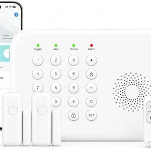 Wireless Home Security System For House & Apartment, 8-Piece DIY Alarm Kit With WiFi & 4G, No Monthly Fees, App Alerts, Door Window Sensors, Motion Detector & Remote Controls