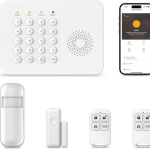 YBJ Alarm System For Home Security,DIY Wireless Home Alarm System With Door And Motion Sensors,Smart Keypad,No Subscription Fee 5-Piece Kit