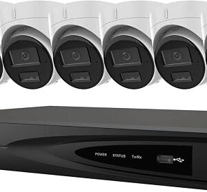 EKI-K82T46H 8CH Security Camera System 4K NVR 2TB With 6PC Turret Cameras | Human/Vehicle Detection Smart Light Dome Cameras 2.8mm Mic H.265+ Cable Not Included