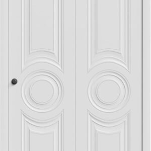 Sliding Closet Bi-fold Doors 56 X 80 Inches | Base 7801 White | Sturdy Tracks Moldings Trims Hardware Set | Wood Solid Bedroom Wardrobe Bifold