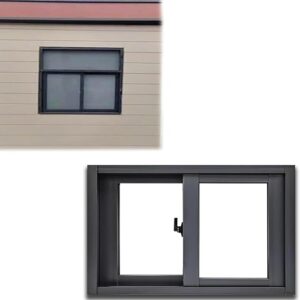 Black Horizontal Sliding Windows For Basement Bathroom Garages And Restaurant Kitchen,Little Aluminum Replacement Windows With Screen & Complete Kits(WxH 36x18in/90x45cm)