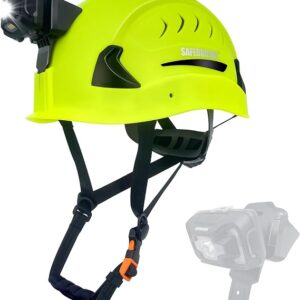 SAFEBUILDER G2C+H Type 2 Class C Hard Hats With Headlight Safety Helmet With Headlamp Vented Construction Work At Height Rescue Industrial ANSI