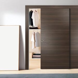 Sliding Closet Door SARTODOORS Planum 0010 Bypass Interior Doors, No Glass, Solid Wood, 36×80, Brown, Modern Style Hardware Included