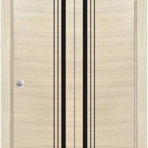 Sliding Closet Bi-fold Doors 2 * 32 X 96 | Planum 0011 Natural Veneer | Sturdy Tracks Moldings Trims Hardware Set | Wood Solid Bedroom Wardrobe Doors