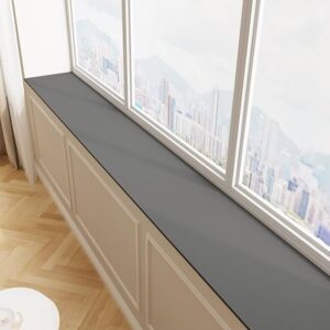 Window Sill Cushion Pad – Narrow Adjustable & Waterproof Window Seat Mat For Bay Windows, Absorbent Dust-Proof Liner With Non-Slip Backing,Cut-to-Fit Grey, 39×4