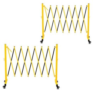11 Traffic Barricade With Casters, Metal Expandable Barricade, Folding Security Gate, Retractable Fence Outdoor Barricade Fence For Construction Area, Traffic Control2 Pack