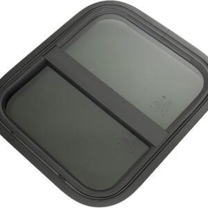 RV Exit Window, 14 W X 16 H Tinted Sliding Camper Window With Trim Ring RV Door Window Replacement, Horizontal RV Emergency Exit Window For Camper Van Trailer Motorhom