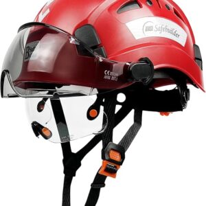 SAFEBUILDER Industrial Safety Helmet With Visor ABS Hard Hat With Visor Adjustable Ventilation Hardhats Construction Head Protection ANSI Z89.1