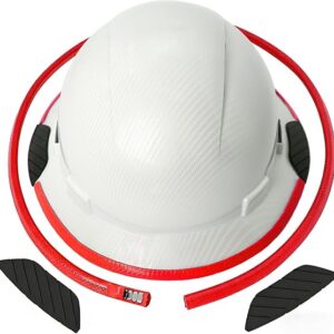 Aolamegs UPGRADED Hard Hat Brim Guard With Enhanced Non-Slip Pad,Steel Core Reinforced Edge Protector For Carbon Fiber/Fiberglass Full Brim Helmets,Heavy Duty Rubber Edge Trim To Secure Handling,Red