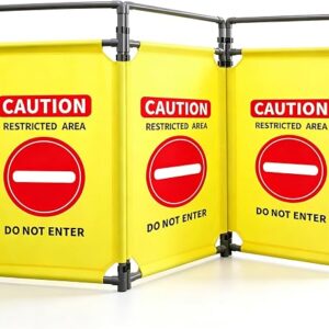 RELIANCER 3-Panel Safety Barricade,5.8FT Foldable Security Sign Barrier Gate,Safety Warning Barricade Fence,Traffic Barricades,Outdoor Crowd Control Barriers,Hazardous Area Driveway Isolation Gate