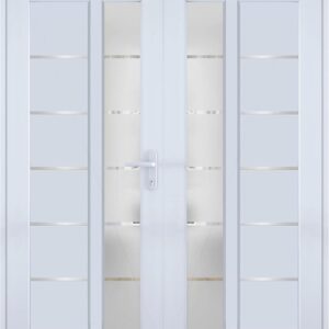 Front Exterior Prehung Metal-Plastic Double Doors/MANUX 8088 White Silk/Residential Doors Entrance Patio Garage 72 X 80