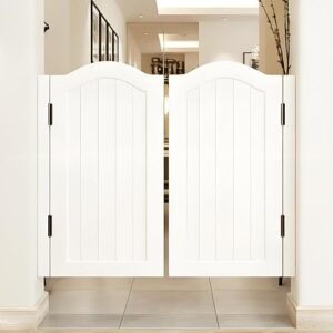 Swinging Half Doors For Doorway, Wood Saloon Swinging Doors With Hinges, Auto-Close Design, 2-Panel Swing Doors For Kitchen, Cafe, Bar, Porch, Hallway & Entrance White W28”*H35.4”