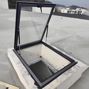 Small Window In A Buildings Roof, Sloped Flat Roof Lighting Well Window For Indoor Attic, Aluminum Alloy Frame And Double Insulating Glass, For Attic/Sun RoomGray,LxW 95x50cm/37.4×19.7in