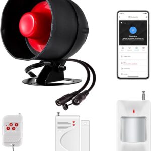 WiFi Alarm Home Security System, Wireless Alarm System With Loud 120dB Window Door Alarms Sensor, Remote Control WiFi Siren For Shed Garage