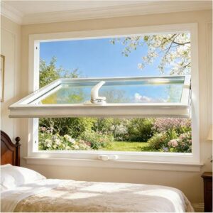 20x24in Sliding Window With Handle, 360 Rotation Aluminum White | Metal Casement Windows, Flush Mount Basement Window, 360 Swivel Tempered Glass Window, For Bathroom Kitchen Warehouse House