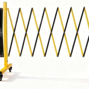 Industrial Expandable Metal Barricade, Retractable Security Gate, Mobile Safety Barrier With Wheels, Portable Folding Traffic Fence For Construction, Warehouse, Driveway Use (1, 11 Feet)